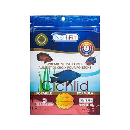 Northfin Cichlid Fish Food, Slow-Sinking Pellets, 3mm, 250g | Cichlid Formula; slow-sinking pellets for carnivorous & omnivorous cichlids; whole Antarctic krill meal; crafted in Canada - size: Net Wt: 250g, style: 3mm