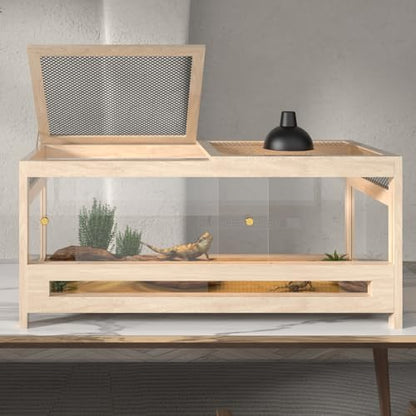 80 Gallon Reptile Tank 4x2x2 Reptile Enclosure – Large Bearded Dragon Tank with Mesh Top, Reptile Habitat & Snake Enclosure for Lizards