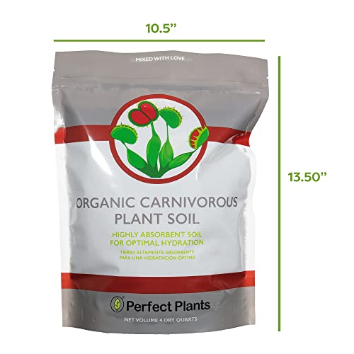 Perfect Plants Carnivorous Plant Soil, 4 qt, Venus Fly Trap Potting Mix | Organic sphagnum peat moss and perlite blend for flytraps, sundews, pitcher varieties and Nepenthes, holds ideal acidity - size: 4 qts.