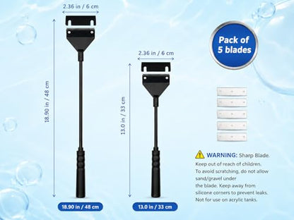 Deluxe Aquarium Algae Scraper and Glass Cleaner, Fish Tank Cleaner, Aquarium Glass Scraper with 5 Stainless Steel Spare Blades (19 Inch) - size: 19 Inch