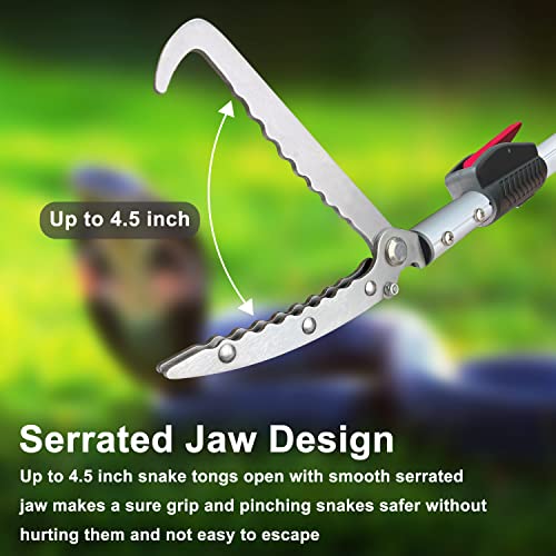 3.7-5 FT Snake Grabber Telescopic with Hooks, Rattle Snake Catcher Tool, Long Handle Reptile Wide Jaw Tongs