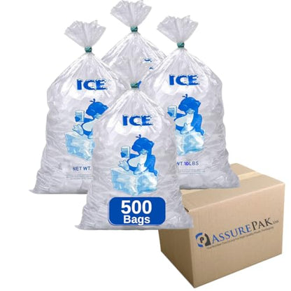 8 lb Ice Bags, 10" x 20", 1.35 Mil, 500 Count