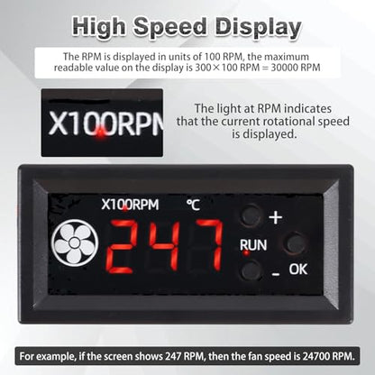 Fan Temperature Controller, ICSTATION DC 12V PWM 4-Wire Fan Speed Controller Module with Temperature Probe Digital Display ℃ Temperature Controlled Governor for 3A Fan PC