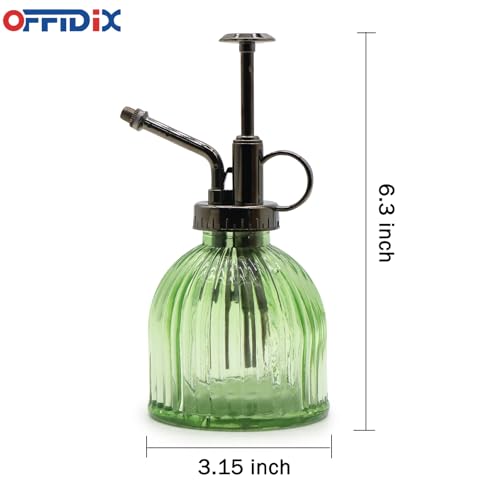 Glass Plant Mister, Vintage Style Spray Bottle 6.7oz Light Green | 6.3" Tall, Spritzer Bronze Plastic Top Pump, 200ml One Hand Watering Can Indoor, Glass Spray Bottle for Garden Small Plant - color: F-Light Green