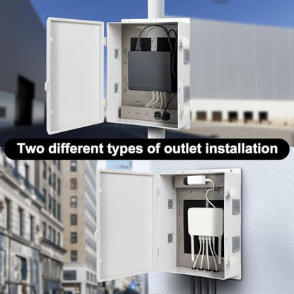 Namunanee Outdoor Electrical Junction Box with High Power Outlet, ABS Water Resistant Enclosure with Internal Mounting Panel & Hinged Cover. (18.1" H* 12.6" L* 6.3" W & Outlet) - size: 18.1"H x 12.6"L x 6.3"W & Outlet