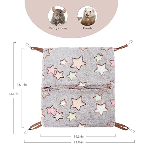 Niteangel Hanging Hammock Nap Sack Swing Bag Pet Sleeper for Ferret Rat Sugar Glider and Other Small Animals (Cream, Star) - color: Cream