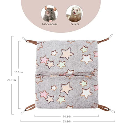Niteangel Hanging Hammock Nap Sack Swing Bag Pet Sleeper for Ferret Rat Sugar Glider and Other Small Animals (Cream, Star) - color: Cream