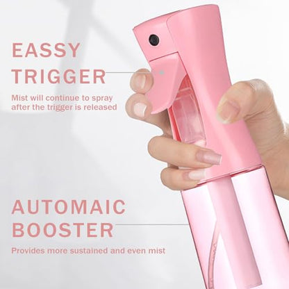 3 Pack Spray Bottles, 2-Pack Continuous Spray Bottles,Fine Water Mist Spray Bottles for Hair 6.8 OZ (200 ML) and 1oz 30ml Travel Spray Bottle Mister for Cleaning,Hairstyling,Plants,Barbers,Pink - color: Pink