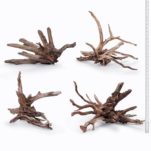 Kueiyang Hornwood for Aquascaping, Aquarium Driftwood Decor, Natural Branches(12-16 inches, 30-40cm) 4pcs Terrariums Vivariums Reptile and Amphibian Enclosures Various Shapes - size: XL (12-16 inches, 30-40cm), 4pcs