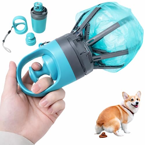 Dog Pooper Scooper for Small Medium Dogs - Portable Eco-Friendly Lightweight Poop Scooper for Dogs, Mini Waste Picker for Lawn, Grass, Gravel, and Easy to Carry (7.4 x 2.8in) Blue