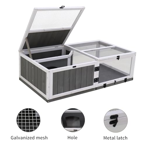Tortoise Enclosure Indoor Wooden Bunny Cage Snake Enclosure Reptile Terrarium Indoor Hamster Cage with Tray Extra Large Tortoises Habitat（67719）