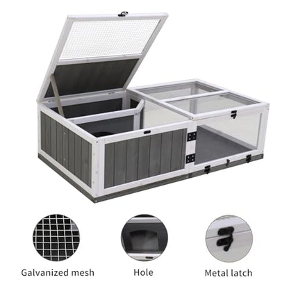 Tortoise Enclosure Indoor Wooden Bunny Cage Snake Enclosure Reptile Terrarium Indoor Hamster Cage with Tray Extra Large Tortoises Habitat（67719）