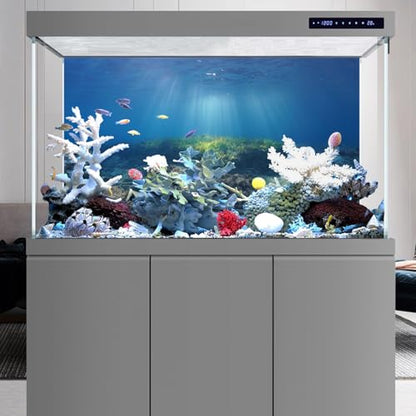 Ocean Floor Fish Tank Backdrop Underwater Stone Aquarium Backdrop 48x20 in | AWERT Vinyl Terrarium Background - size: 48x20in/120x50cm