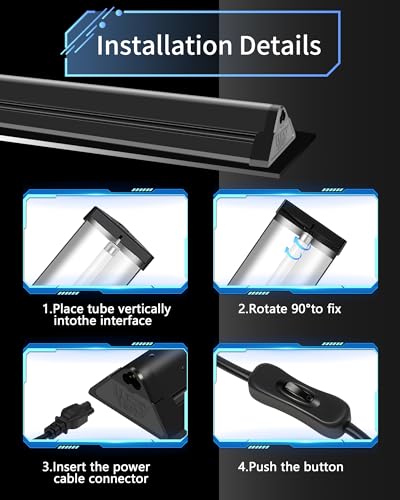 LUCKY HERP T5 Reptile Light Fixture Combo Kit 54W (New Upgrade), UVB Reptile Light Fixture with Desert UVB 10.0 46" Fluorescent Tube, UVA UVB Reptile Light for Lizard, Bearded Dragon, Tortoise - size: 46 Inch