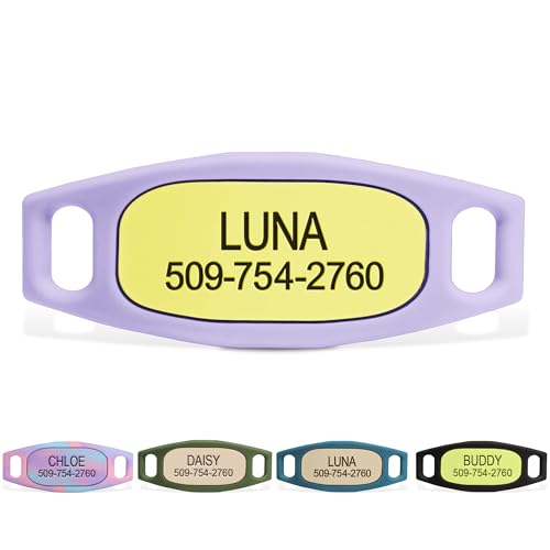 GoTags Active Silent Dog Tag, Personalized Engraved Silicone Pet ID Tags | Soundless Quiet Slide On Nameplate for Cat Collars with Name and Number, No More Jingling Tags (Herbal Bloom, Small) - color: Active Herbal Bloom, size: Small (Pack of 1)