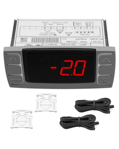 Fit for Dixell XR02CX-4N1F1 Temperature Controller，Refrigerator Digital Thermostat Controller Fit for 120V 50-60hz Commercial Refrigerators/Freezer with Temperature Sensor Probes - style: XR02CX-4N1F1