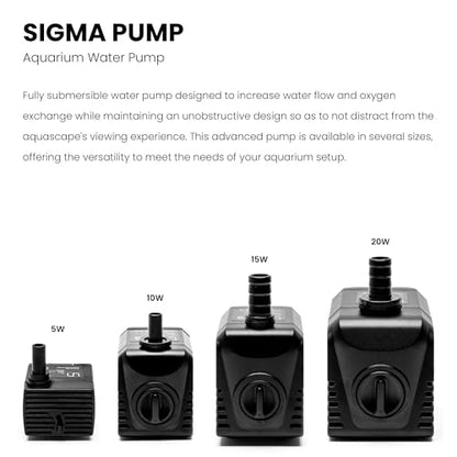 UNS Sigma Water Pump - 1/10HP 20W 79GPH 300L/HR IPX8 Compact Powerhead - Adjustable Submersible Water Pump for Freshwater & Saltwater Aquarium, Pond, Fountain, Pet Waterbowl - Sigma 20 (1/2, 5/8") - size: 20W
