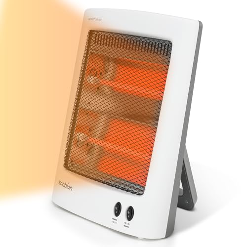 Radiant Space Heater, Portable Electric Heater, Infrared Heaters for Indoor Use, Halogen Heater for Garage Office, Foldable Holder, Overheat and Tip-over Protection, ETL Listed - size: White-Orange Light