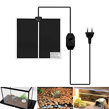 Hamiledyi 14W Reptile Heating Pad 2 PCS Warmer with Temperature Control Adjustment Under Tank 11x11 in Terrarium Heater Mat for Gecko Turtle Tortoise Snakes Lizard