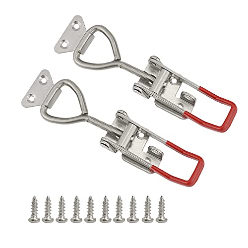 2PC 304 Stainless Steel Adjustable Lever Handle Lock Hasp Cabinet Box Latches Quick Release Toggle Latch Clamp Clasp Toolbox Case Hasp Hardware With Screws (Small) - size: Small