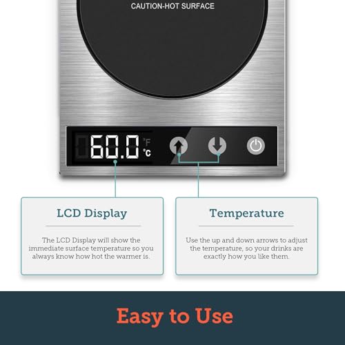 Cosori Coffee Mug Warmer for Desk, Office, 1°F Precise Temperature Control | Digital Cup Heater, Touch Tech & LCD Digital Display (77-194℉), 304 Stainless Steel