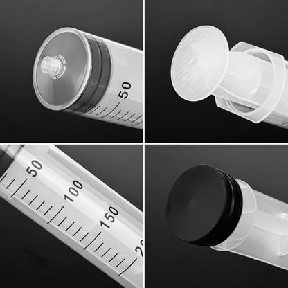 2pcs 200ml Large Plastic Syringes with 2pcs 47in Tubing and Luer Tips | Individually Sterile Packed,for Measuring,Feeding,Refilling,Watering, Filtration and Laboratory Applications without Needles