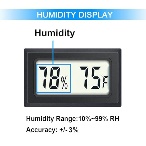 JEDEW 4 Pack Mini Digital Hygrometer Thermometer Gauge, Indoor Outdoor Temperature Humidity Meter for Humidifiers Greenhouse Reptile Plant Humidors, Large LCD Screen, Display in Fahrenheit (℉) (4)