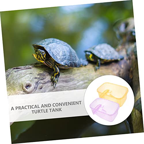 Yardwe 2pcs Turtle Tank Basking Platform Small Turtle Aquarium Habitat Reptile Living Box for and Aquatic Pets Convenient Cleaning and Fun Environment Amber