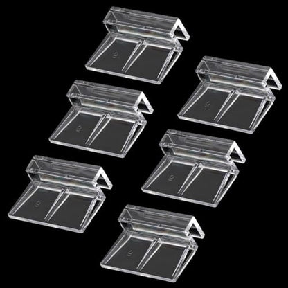 Sliverdew 6 PCS Aquarium Lid Clips, 6mm Clear Acrylic Fish Tank Lid Holder Aquarium Cover Support Clamps for Rimless Aquarium Glass Top, Plastic Fish Tank Cover, Aquarium Hoods - size: for 6mm thickness