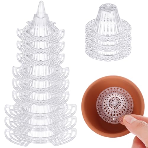 40 Pieces Upgraded Cone Flower Pot Hole Mesh Pad DIY Planter Bottom Grid Mat Mesh Hole Screens for Keeping Soil from Flowing- Breathable Gasket-Drainage Netting for Bonsai,4 Sizes