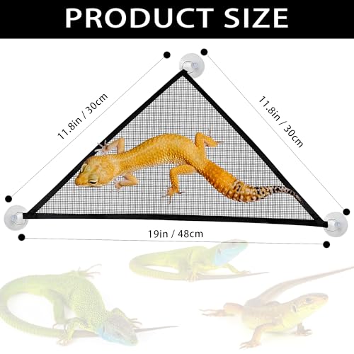 2 Pcs Bearded Dragon Lizard Hammock, Triangular, Breathable Mesh, Black, 13" x 13" x 19" - color: Black