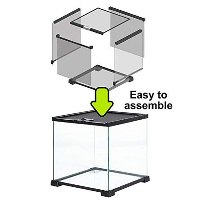 REPTIZOO Small Glass Tank 8 Gallon, Top Opening Terrarium 12" x 12" x 12" Leopard Gecko Tarantula Young Lizard Hermit Crab Frog Insects Breeding Tank - size: 12"W X 12"D X 12"H (8 Gallon)