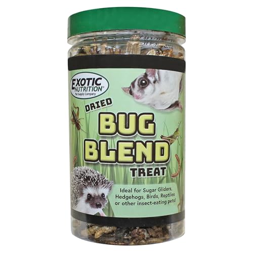 Bug Blend - Healthy High-Protein Dried Insect Treat - Crickets, Mealworms, Grasshoppers - Sugar Gliders, Hedgehogs, Squirrels, Chickens, Skunks, Opossums, Marmosets, Parrots, Birds (1.71 oz.) - size: 1.7 Ounce (Pack of 1)