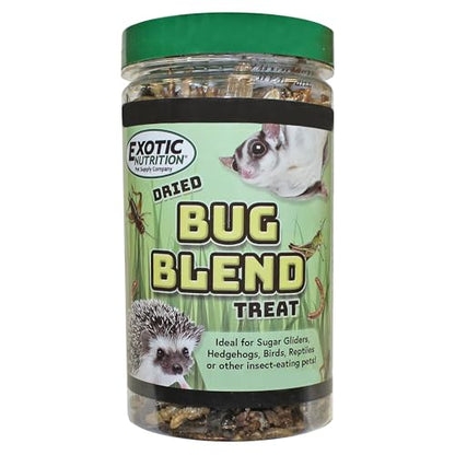 Bug Blend - Healthy High-Protein Dried Insect Treat - Crickets, Mealworms, Grasshoppers - Sugar Gliders, Hedgehogs, Squirrels, Chickens, Skunks, Opossums, Marmosets, Parrots, Birds (1.71 oz.) - size: 1.7 Ounce (Pack of 1)