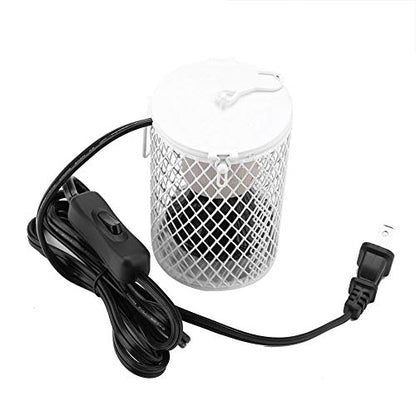 100w Ceramic Heat Preservation Light for Reptile, Fast Heating Heat Lamp with Cage for Kinds of Reptiles, Turtle, Snakes, Lizards, Frogs, Chicks Heat Lamp Ceramic Heat Emitter for Amphibians(White)