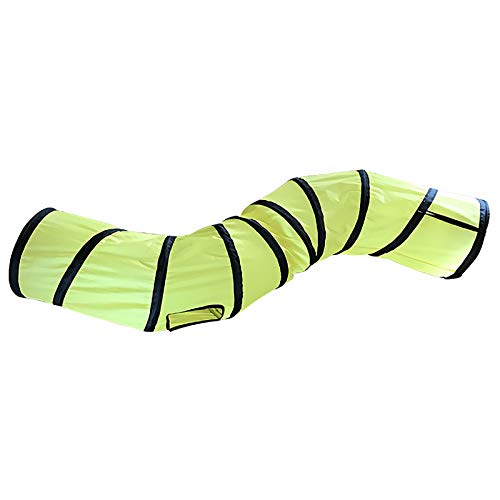 iCAGY Cat Tunnel Toys for Indoor Cats Kittens Rabbits, Pet Toy Play Tunnels | Interactive Crinkle Pop Up Tunnel Toys, Relieve Cat Boredom, Yellow 47" Shape S - color: Yellow