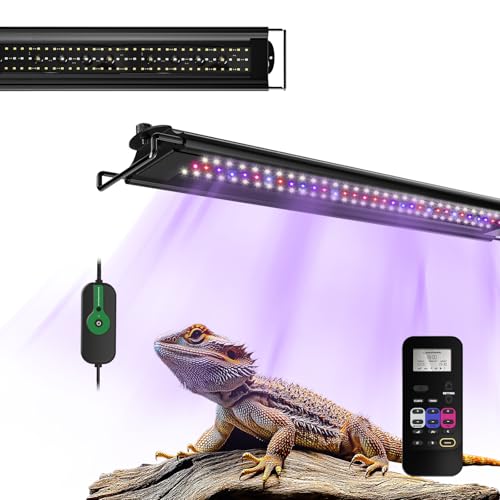 16-Inch UVB Reptile Light, UVA UVB Reptile Light Fixture | Remote day&night Timer, Covers Ferguson Zones 1-4, UVB UVA Lamp for Bearded Dragon, Leopard Gecko, 5 Preset Modes& DIY Mode - size: 16 INCH