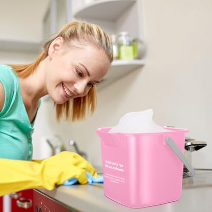 Roshtia 6 Pcs 3 Quart Sanitizing Cleaning Bucket Square,Pink | Sanitation Bucket Samll Sanitizer Pails for Restaurant Commercial Kitchen Cleaning, Detergent Storage for Office School - color: Pink