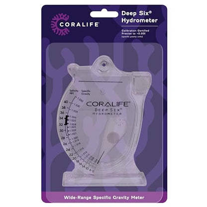 Coralife Deep Six Hydrometer for Aquarium Fish Tank Salinity | Salinity meter with easy-read scale, ±0.001 accuracy, bubble-resistant specific gravity hydrometer