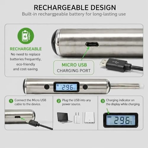 Real-time Temperature Reading Device, Digital thermocouple Thermometer Kits - Black Version (Stainless Steel) - color: Stainless Steel