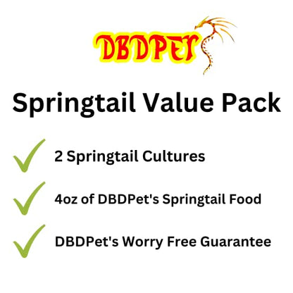 DBDPet Live Springtail Cultures - Great for Terrariums, Vivariums, and More - Microfauna for Bioactive Reptile & Amphibian Cages (Value Pack (2 Cultures & Food)) - size: 0.5 Ounce (Pack of 2)