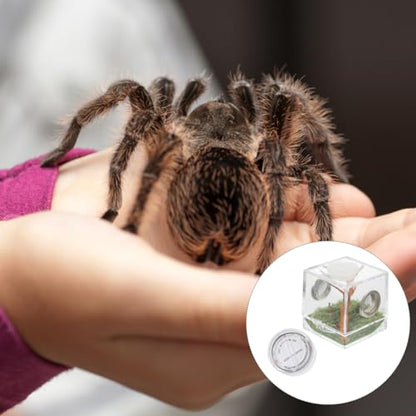 ibasenice Jumping Spider Cage 1.5In Clear Acrylic Escape-Proof Feeding Box with Built-in Lamp for Night Viewing – Mini Terrarium for Jumping Spiders & Small Arachnids - color: Multi