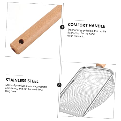 HANABASS Reptile Litter Scoop Stainless Steel Poop Cleaning Tool for Reptiles Tortoises Lizards Snakes and Mesh for Easy Cleanup of Sand and Litter