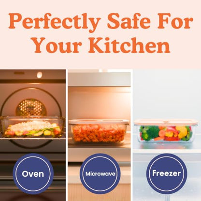 Non-Toxic Glass Food Containers with Lids, 4-Pack, 21 oz, Airtight, Gray | Plastic & BPA free. Glass body, glass lid & platinum silicone seal. Airtight & leakproof. Freezer & microwave safe. - color: Gray, size: 21 Oz