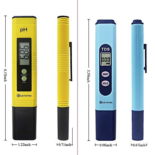 KETOTEK Digital pH & TDS Meters Water Quality Test Kit, pH Pen Tester TDS PPM Meter 2 in 1 Kit with 0~16.00ph and 0~9999ppm Measure Range for Hydroponic, Aquarium, Drinking Water, RO System, Pool