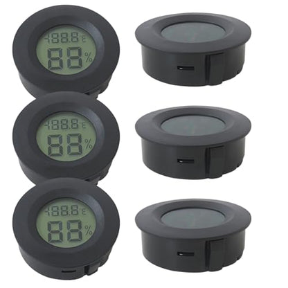 Upgraded 6-Pack Round Hygrometer Thermometer Digital Humidity Meter Indoor/Outdoor Humidity Monitor Reptile Hygrometer for Warehouse Humidors Terrarium Jars, Fahrenheit (℉) /Celsius(℃) by Hilanda