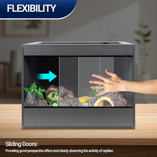 34 Gallon Reptile Enclosure, 24x18x18 Composite Wood & Plastic Reptile Terrarium, 24" Wide Lightweight Eco Reptile Habitat Lounge for Crested Leopard Gecko Lizard Snake Tortoise
