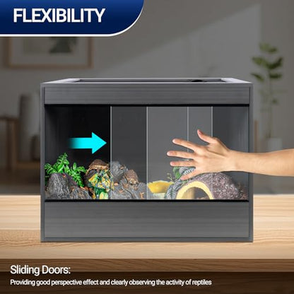 34 Gallon Reptile Enclosure, 24x18x18 Composite Wood & Plastic Reptile Terrarium, 24" Wide Lightweight Eco Reptile Habitat Lounge for Crested Leopard Gecko Lizard Snake Tortoise