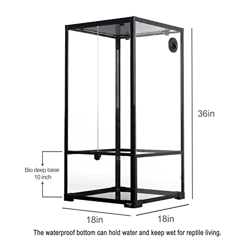 WACOOL 50 Gallon Reptile Tank, Front Opening Chameleon Cage 18" x 18"x 36", 3-in-1 Side Design (Glass or Mesh+Glass), Bio Deep Base 10" Vertical Reptile Cage for Frog Iguana - size: 18" x 18" x 36"(48 Gallon)