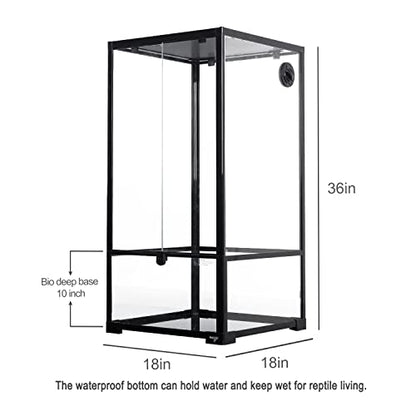WACOOL 50 Gallon Reptile Tank, Front Opening Chameleon Cage 18" x 18"x 36", 3-in-1 Side Design (Glass or Mesh+Glass), Bio Deep Base 10" Vertical Reptile Cage for Frog Iguana - size: 18" x 18" x 36"(48 Gallon)